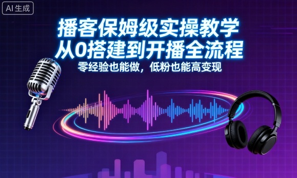 播客保姆级实操教学,从0搭建到开播全流程,零经验也能做,低粉也能高变现-墨痕微课