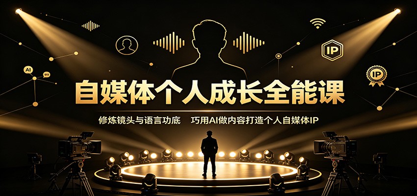 自媒体个人成长全能课:修炼镜头与语言功底,巧用AI做内容打造个人自媒体IP-墨痕微课