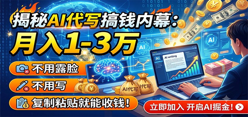 揭秘AI代写搞钱内幕：月入1-3万，不用露脸不用写，复制粘贴就能收钱！-墨痕微课