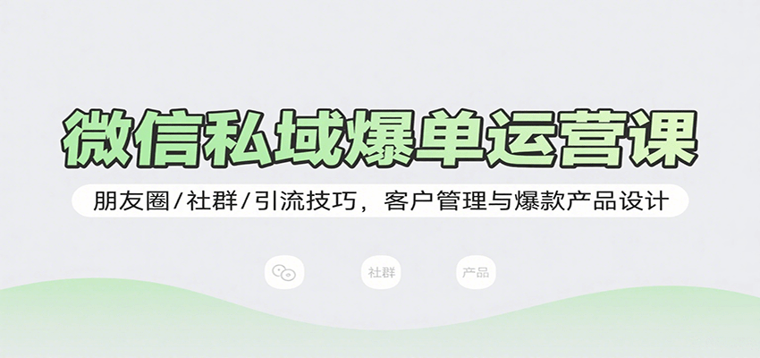 微信私域爆单运营课：朋友圈/社群/引流技巧，客户管理与爆款产品设计-墨痕微课