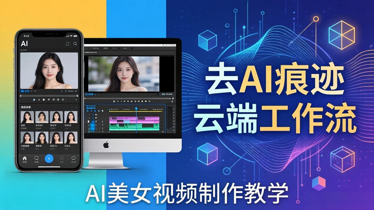 AI美女视频制作教学：去AI痕迹，云端工作流出图，手机电脑均可，不需要配置-墨痕微课
