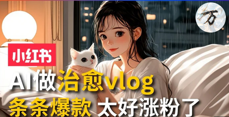 AI治愈系vlog动画视频,小红书1个月轻松涨粉破万,商单报价1500+日入2000+-墨痕微课