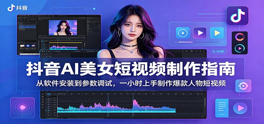 抖音AI美女短视频制作指南：从软件安装到参数调试，一小时上手制作爆款人物短视频-墨痕微课