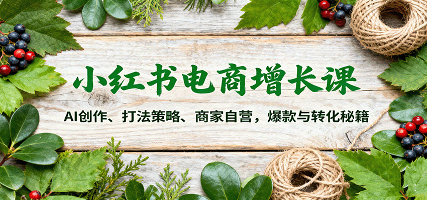 小红书电商增长课:AI创作、打法策略、商家自营,爆款与转化秘籍-墨痕微课