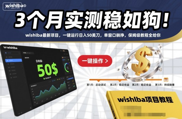 3个月实测稳如狗！wishlba最新项目，一键运行日入50美刀，单窗口躺挣，保姆级教程全给你【揭秘】-墨痕微课