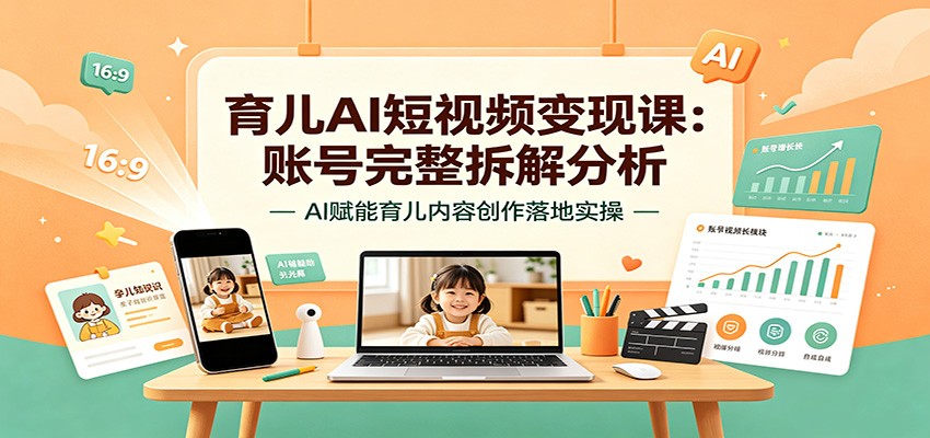 育儿AI短视频变现课：账号完整拆解分析，AI赋能育儿内容创作落地实操-墨痕微课