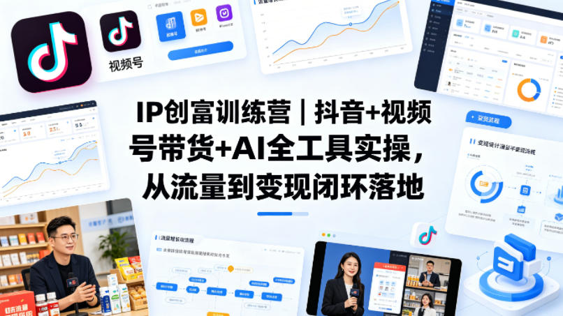 IP创富训练营｜抖音+视频号带货+AI全工具实操，从流量到变现闭环落地-墨痕微课