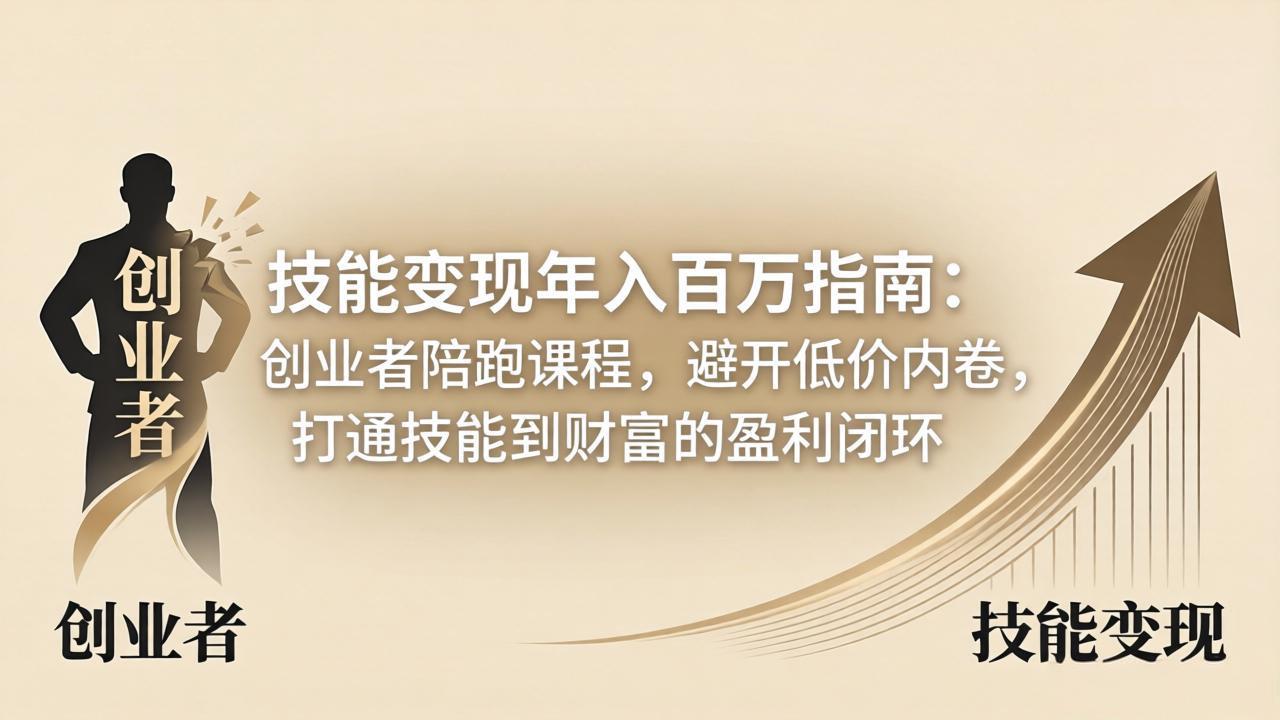 技能变现年入百万指南：创业者陪跑课程，避开低价内卷，打通技能到财富的盈利闭环-墨痕微课