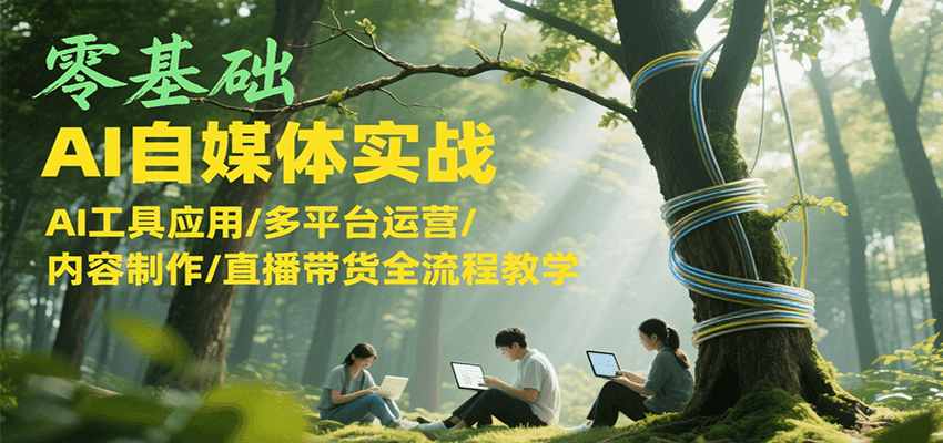 零基础AI自媒体实战，AI工具应用/多平台运营/内容制作/直播带货全流程教学-墨痕微课