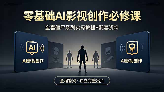 零基础AI影视创作必修课，全套僵尸系列实操教程加配套资料，全程答疑带你独立完整出片-墨痕微课