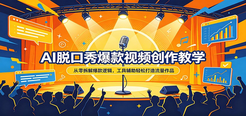 AI脱口秀爆款视频创作教学：从零拆解爆款逻辑，工具辅助轻松打造流量作品-墨痕微课