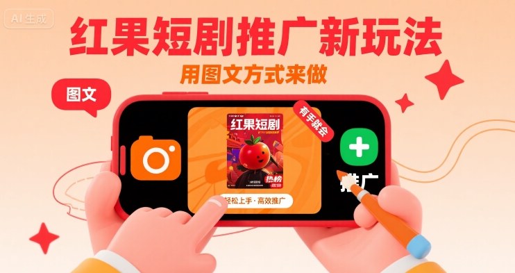 红果短剧推广新玩法,用图文方式来做,有手就会-墨痕微课