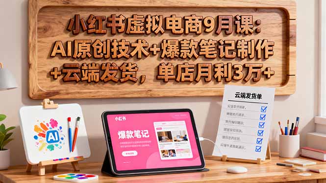 小红书虚拟电商9月课:AI原创技术+爆款笔记制作+云端发货,单店月利3万+-墨痕微课