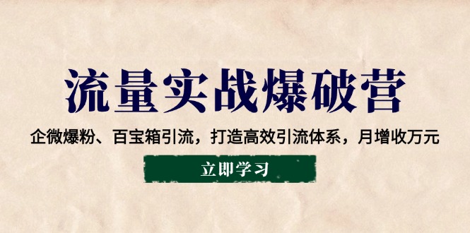 流量实战爆破营:企微爆粉、百宝箱引流,打造高效引流体系,月增收万元-墨痕微课