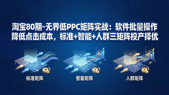 淘宝80期-无界低PPC矩阵实战：软件批量操作降低点击成本，标准+智能+人群三矩阵投产择优-墨痕微课