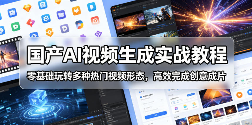 国产AI视频生成实战教程，零基础玩转多种热门视频形态，高效完成创意成片-墨痕微课