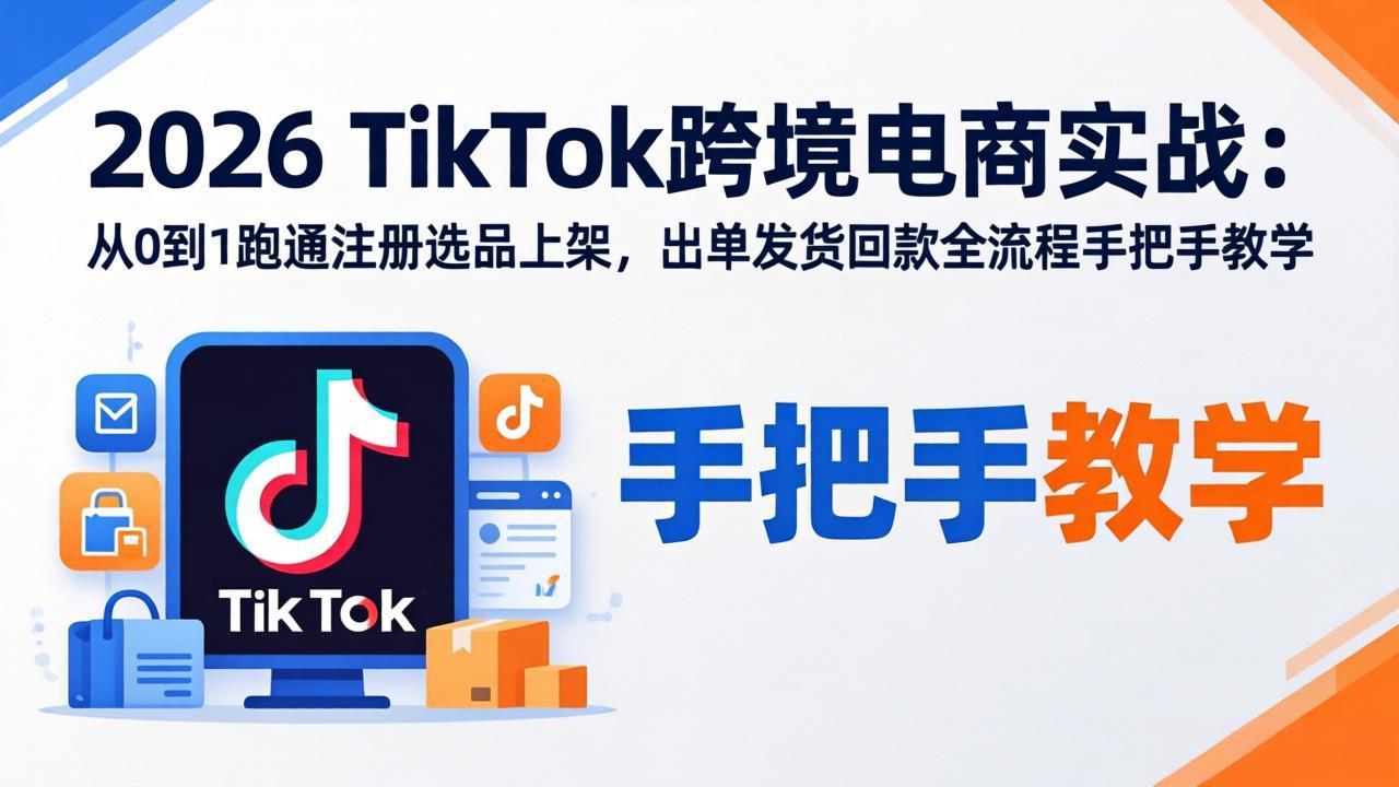 2026TikTok跨境电商实战-更新:从0到1跑通注册选品上架,出单发货回款全流程手把手教学-墨痕微课