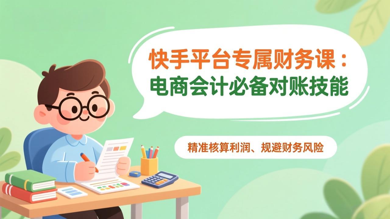 快手平台专属财务课:电商会计必备对账技能,精准核算利润、规避财务风险-墨痕微课