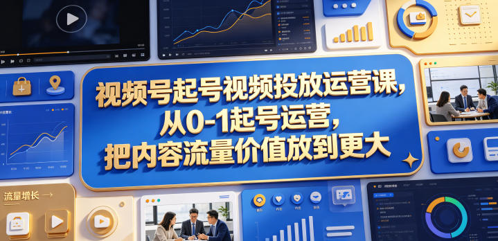 视频号起号视频投放运营课,从0-1起号运营,把内容流量价值放到更大-墨痕微课