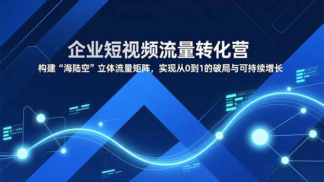 企业短视频流量转化营，构建“海陆空”立体流量矩阵，实现从0到1的破局与可持续增长-墨痕微课