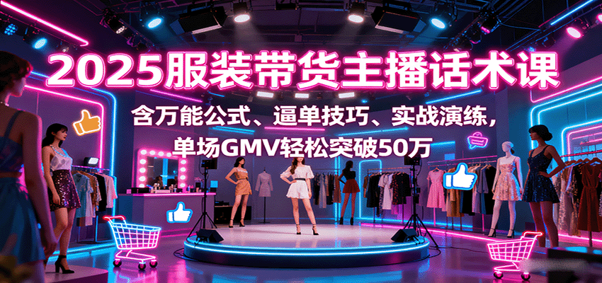 2025服装带货主播话术课,含万能公式、逼单技巧、实战演练,单场GMV轻松突破50万-墨痕微课