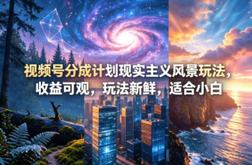 视频号分成计划现实主义风景玩法，收益可观，玩法新鲜，适合小白-墨痕微课