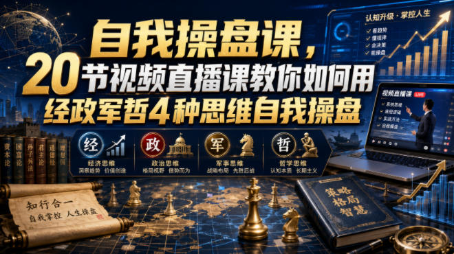 自我操盘课，20节视频直播课教你如何用经政军哲4种思维自我操盘-墨痕微课
