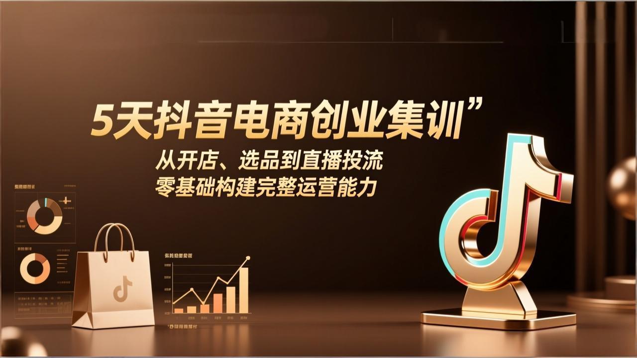 5天抖音电商创业集训：从开店、选品到直播投流，零基础构建完整运营能力-墨痕微课