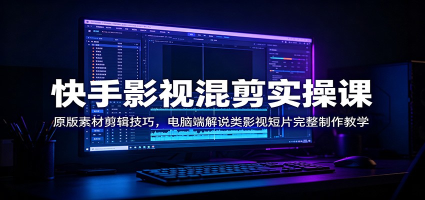 快手影视混剪实操课：原版素材剪辑技巧，电脑端解说类影视短片完整制作教学-墨痕微课