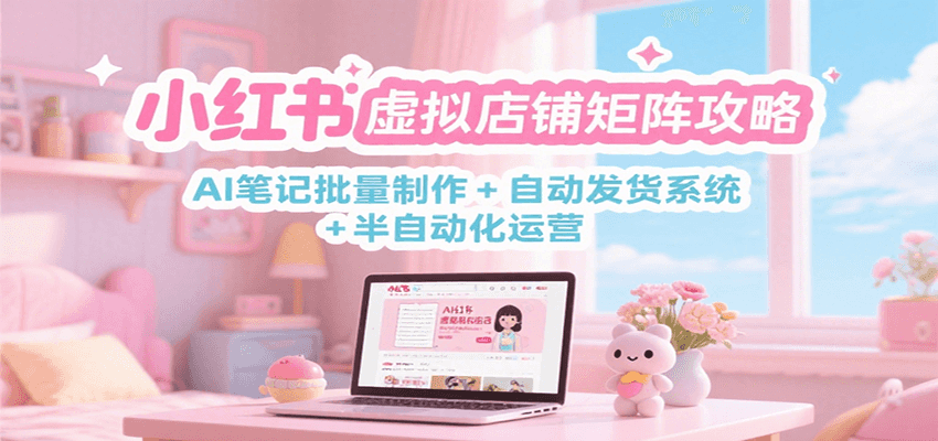 小红书虚拟店铺矩阵攻略：AI笔记批量制作 + 自动发货系统 + 半自动化运营-墨痕微课