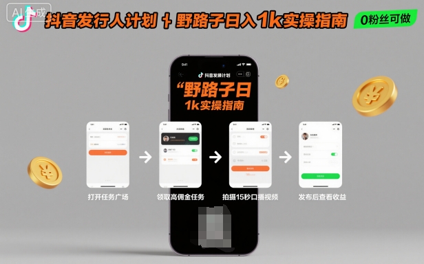抖音发行人计划全新野路子玩法,随时随地,只要有手机,就能操作,日入1k+【揭秘】-墨痕微课