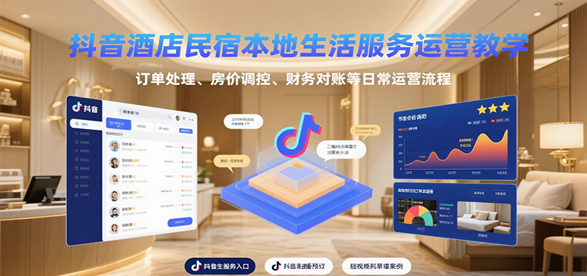 抖音酒店民宿本地生活服务运营教学,订单处理、房价调控、财务对账等日常运营流程-墨痕微课