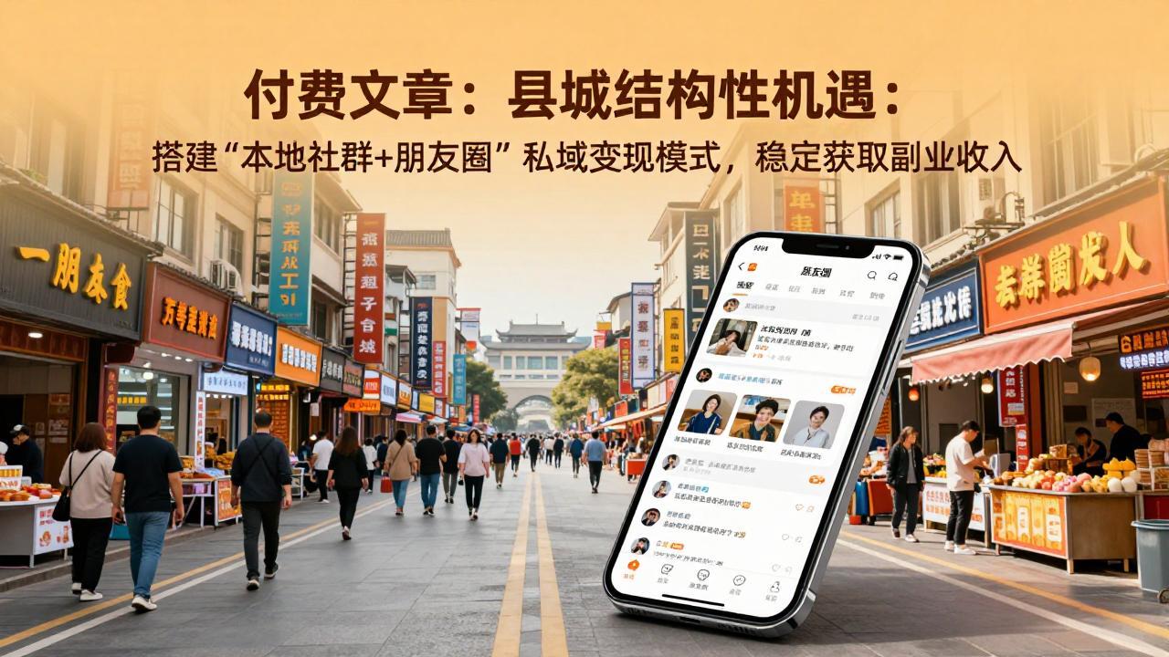 付费文章:县城结构性机遇:搭建“本地社群+朋友圈”私域变现模式,稳定获取副业收入-墨痕微课