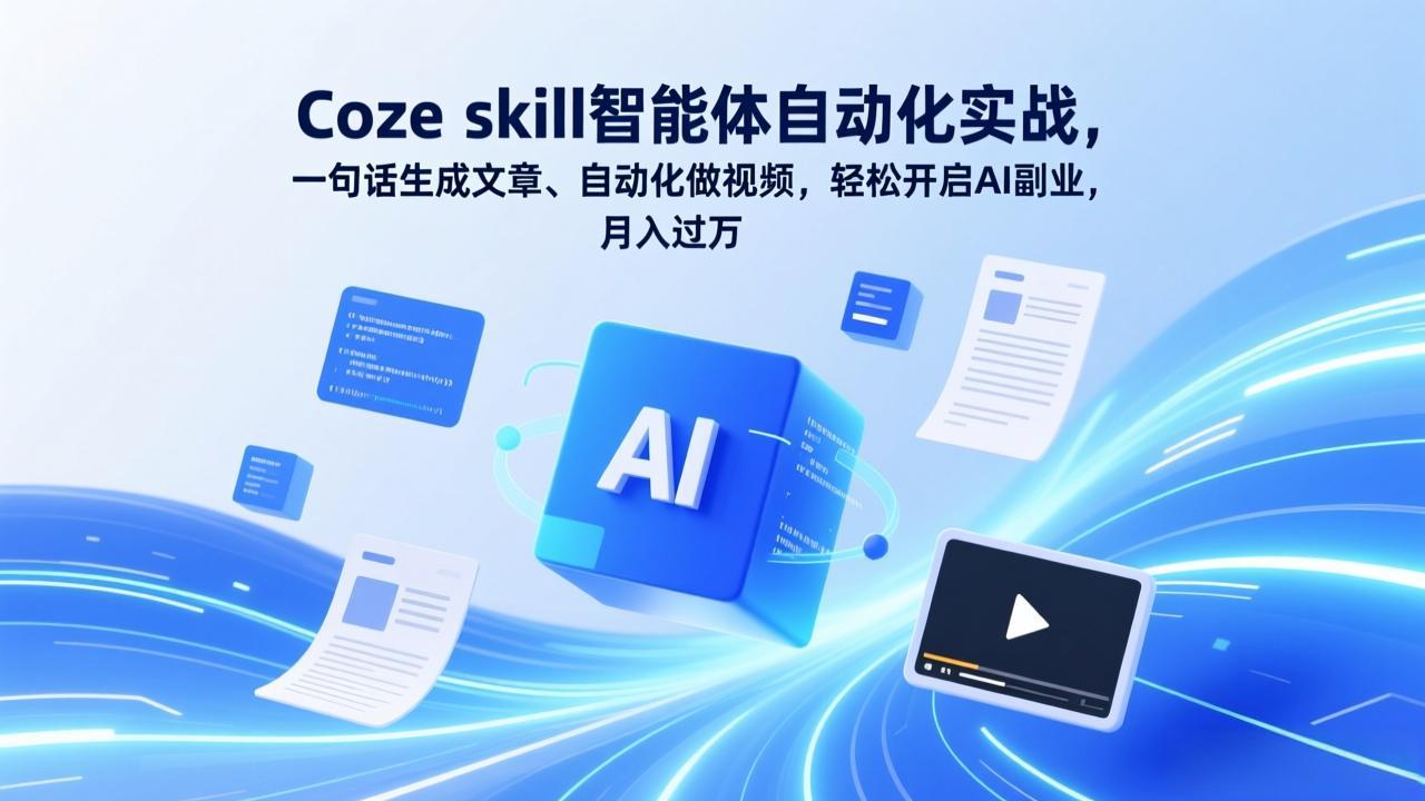 Coze skill智能体自动化实战,一句话生成文章、自动化做视频,轻松开启AI副业,月入过万-墨痕微课