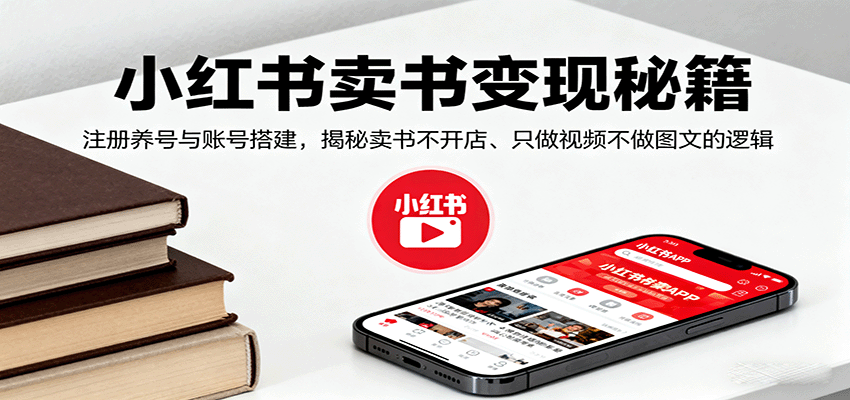 小红书卖书变现秘籍,注册养号与账号搭建,揭秘卖书不开店、只做视频不做图文的逻辑-墨痕微课