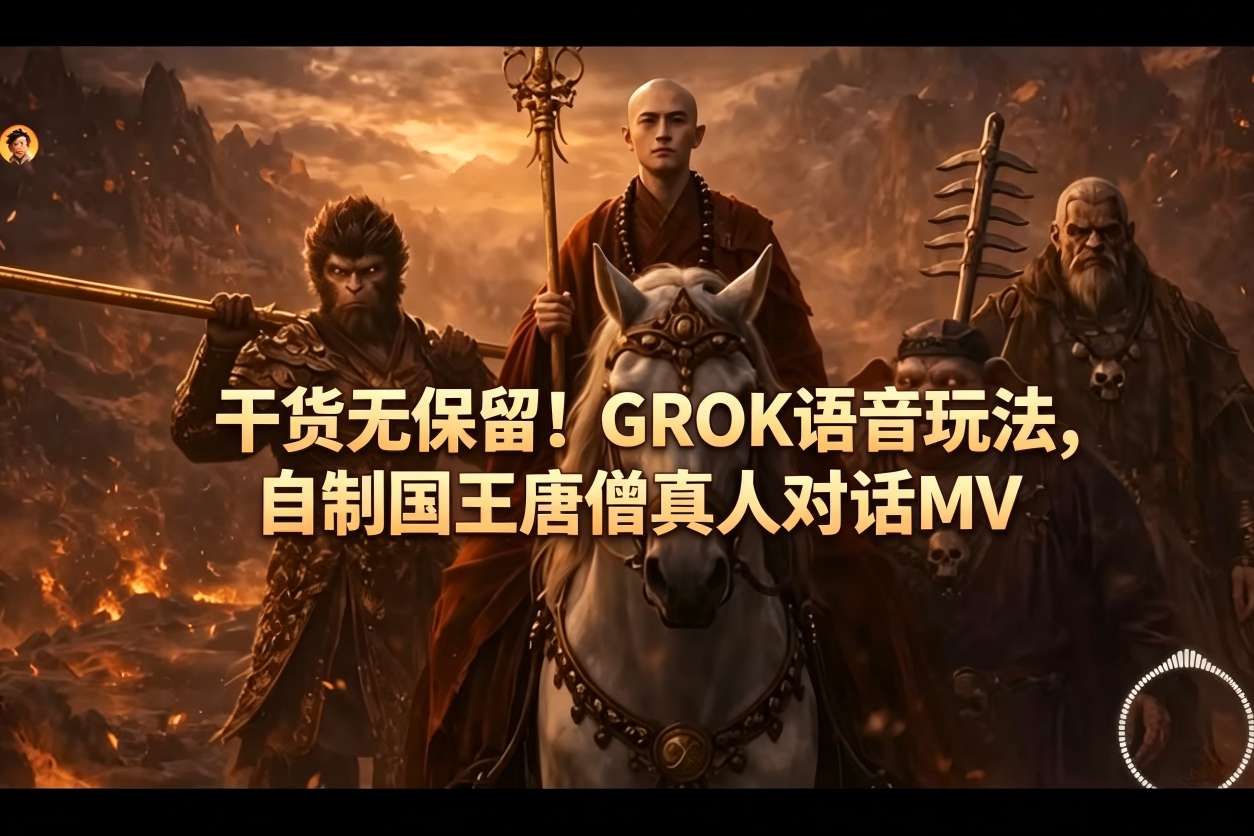 干货无保留！GROK语音玩法，自制国王唐僧真人对话MV-墨痕微课