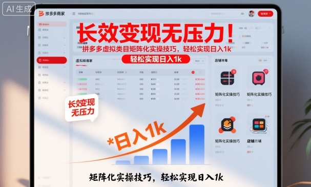长效变现无压力!拼多多虚拟类目矩阵化实操技巧,轻松实现日入1k【揭秘】-墨痕微课