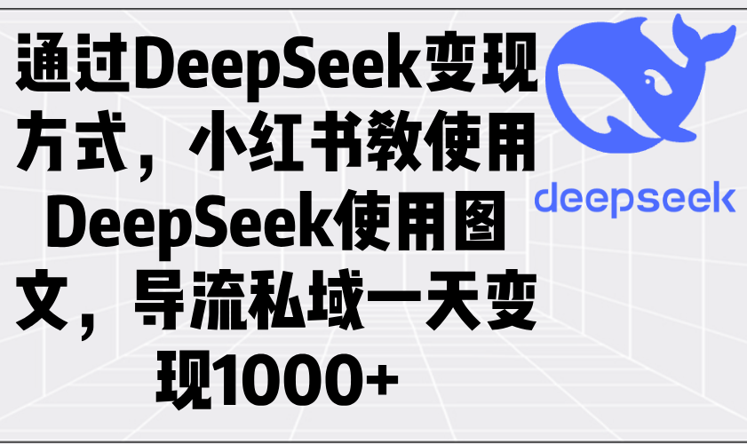 通过DeepSeek变现方式，小红书教使用DeepSeek图文，导流私域一天变现1000+-墨痕微课