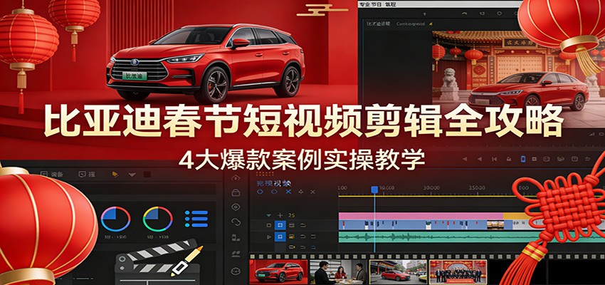 比亚迪春节短视频剪辑全攻略，4大爆款案例实操教学-墨痕微课