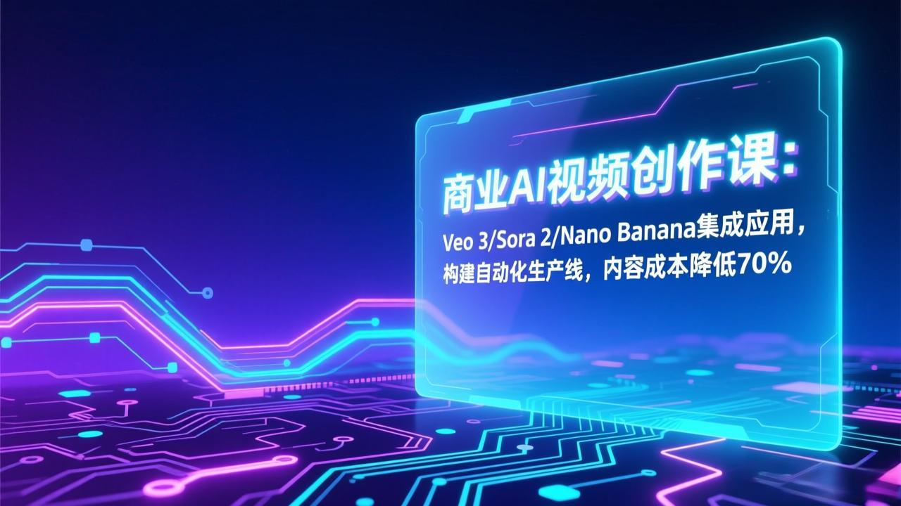 商业AI视频创作课:Veo 3/Sora 2/Nano Banana集成应用,构建自动化生产线,内容成本降低70%-墨痕微课