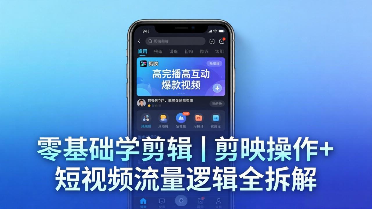 【零基础学剪辑】剪映操作+短视频流量逻辑全拆解｜手把手教你剪出高完播高互动爆款视频-墨痕微课