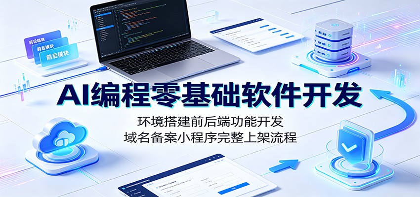 AI编程零基础软件开发：环境搭建前后端功能开发，域名备案小程序完整上架流程-墨痕微课