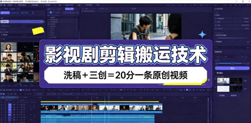 影视剧剪辑搬运技术,洗稿+三创=20分一条原创视频-墨痕微课