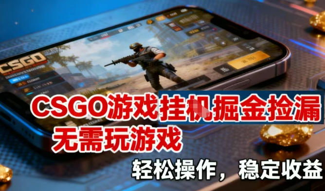 CSGO游戏挂G掘金捡漏，不需要玩游戏，操作简单，收益稳定【揭秘】-墨痕微课