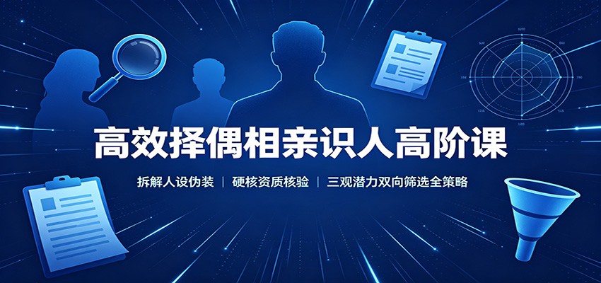 高效择偶相亲识人高阶课：拆解人设伪装，硬核资质核验，三观潜力双向筛选全策略-墨痕微课