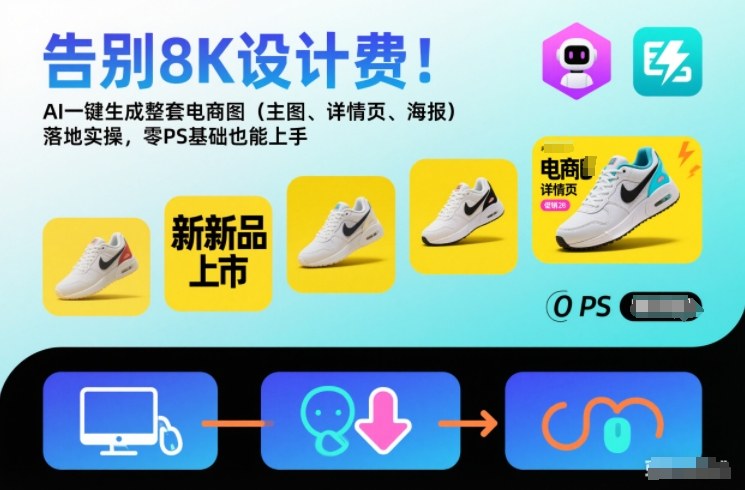 告别8K设计费!AI一键生成整套电商图(主图、详情页、海报)落地实操,零PS基础也能上手-墨痕微课