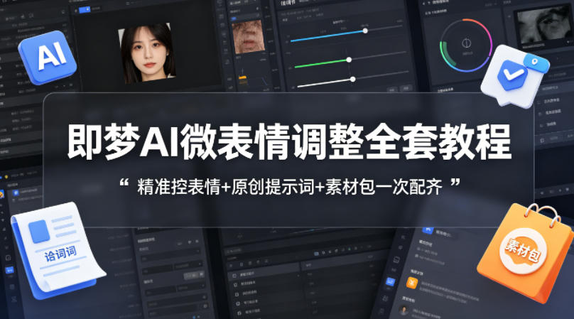 即梦AI微表情调整全套教程，精准控表情+原创提示词+素材包一次配齐-墨痕微课