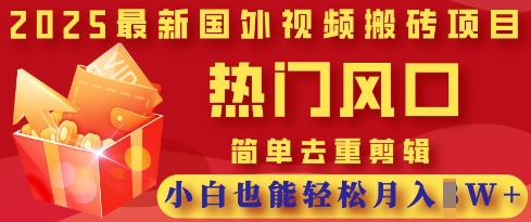 2025最新视频搬砖项目,热门风口,简单去重剪辑,小白也能轻松月入过W-墨痕微课
