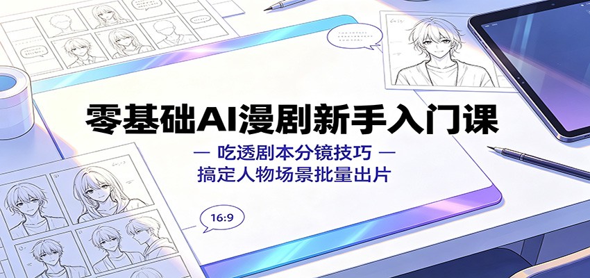 零基础AI漫剧新手入门课：吃透剧本分镜技巧，搞定人物场景批量出片-墨痕微课