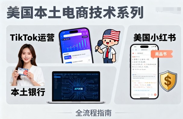 美国本土电商技术,Tiktok 运营篇+美国小红书篇+本土银行篇-墨痕微课